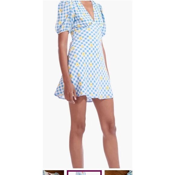 Staud Milla Gingham Daisy Mini Dress NWT Size 10 - Picture 1 of 8